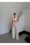 Women's Pink-Cream Palazzo Pants Vest Suit - 6