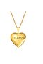 Gold Color Heart Patterned Women's Necklace 316L Stainless Steel Memory Necklace - 4