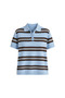 Women's Striped Polo Collar Buttoned Short Sleeve Stretchy Knitwear Blouse - 2