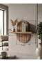 Aura Wood Look Decorative Shelf, Vertical Striped Oval Shelf - 5