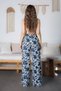 Women's Floral Patterned High Waist Viscose Fabric Elastic Waist Trousers - 6