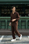 Sonora 100% Cotton Brown Oversize Crinkle Men's Top and Bottom Set - 4