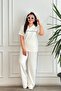 Polo Collar Ribbed Stone Embroidered Short Sleeve Set