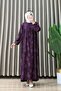 Nuray Dress Viscose Fabric Women's Purple Collar Openable Buttons Elastic Sleeves Comfortable Cut Islamic Dress