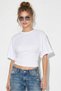 Women's White Waist-Fitted Wide-Sleeve Natural Viscose Blouse 60286902