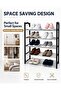 Shoe Rack, 5-Tier Shoe Storage Organizer with Steel Rails Free Standing Slipper Shlef Rack [Easy Assembly] 14-16 Pair Shoes, Stackable Shoe Tower for Entryway, bedroom - Black - 6