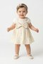 Baby Girl Birthday Party Wedding Dress Short Sleeve Sleeveless Crown Bow Lined Lace Collar - 4