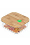 Square Glass Food Storage Container with Bamboo Lid – Modern Airtight Kitchen Storage – 15 × 15 cm