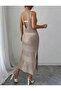 100% Cotton Openwork Backless Crew Neck Long Pareo-Beach Dress with Slit Detail - 6