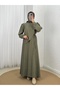 فستان كاناي برباط وحزام - ML2095 كاكي