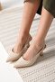 Women's Matte Beige Heeled Shoes Fs20Ms01E