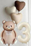 3-Year-Old Retro Hearts Cream Number Caramel Bear Birthday Set