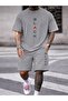 Unisex Wide-Let T-Shirt and Shorts Black Printed Set - 2