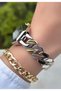 Chain Model-Steel Cord-Women's Wristwatch-Gold Silver Burgundy Color-2 Years Warranty-Bracelet Gifted Hmj4Fc3 - 6