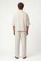 Lyocell blend striped zippered linen shirt - cream - 6