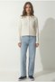 Crew Neck Ribbed Knitwear Cardigan Ecru