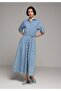 Regular Fit Straight Women's Light Indigo Denim Short Sleeve Dress - 3