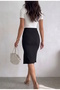 Women's Ottoman Fabric Skirt with Elastic Waist, Seasonal, Length 65 cm - 3