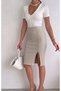 Women's Ottoman Fabric Skirt with Elastic Waist, Seasonal, Length 65 cm