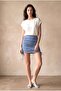 Women's Regular Fit Cotton / Elastane Short Purple Mini Side Gathered Skirt Silvia