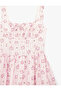 Viscose Blend Lace-Up U-Neck Sleeveless Flounce A-Line Floral Mini Dress - 5