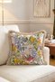 Watercolor Botanical Garden Flowers Fringed Throw Pillow Cover - Cream Tassels Vintage Pillowcase - 2