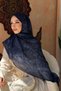 Silk Patterned Shawl Navy Blue