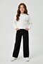 Ecru Floral Embroidered Badi Jean Trousers Girls' 2-Piece Set 24159