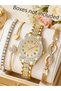 4Pcs/Set Women's Exquisite Fashion Watch and Silver Jewelry Set - 2