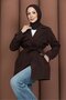 Short Windbreaker Belted Trench Coat Brown