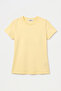 Women's Light Yellow S6-108 Crew Neck 100% Organic Cotton Stretch Fabric T-Shirt - 2