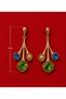 Gold Plated Metal Earrings with Colored Stones 6 cm - 3