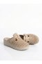 Genuine Leather Beige Velcro Orthopedic Sole Sabo Women's Slippers - 7