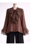 Lace Detailed Shirt with Ties - 3