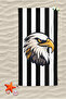 Black Eagle Patterned Black and White Digital Printed Young Boy Beach Towel Cotton Beach Towel Sea Towel