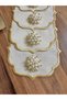 6 Pieces of Gold Embroidered Coffee Side Cocktail Presentation Napkins with Gold Pearls - 3