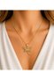 Stainless Steel Zircon Stone Gold Color Dragonfly Necklace - 3
