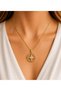 Stainless Steel Gold Color Zircon Stone Detailed Women's Compass Necklace - 3