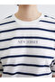 Xside Navy Blue New Jersey Printed Oversize Women's T-Shirt - 3