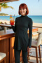 Women's Swimsuit Hijab Set High Neck Long Sleeve Diving Knitted Fabric Waterproof