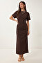 Drawstring Long Summer Modal Dress Lub0344 Brown