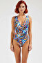 Women's Swimsuit Draped V-Neck Sleeveless Knitted Fabric Plain Pattern Regular Fit Without Underwire Cap Raschel Woven - 4