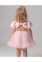 Violet Glittery Satin Balloon Sleeve Tutu Special Occasion Girl's Dress - 3