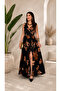 Women's New Season Floral Patterned Slit Maxi Dress - 3
