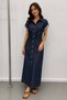 Gathered Detailed Buttoned Jean-Look Maxi Shirt Dress Av1624 - 4