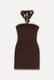 Women's Brown Neckline Detailed Fitted Mini Dress - 2