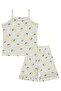 Lemon Patterned Shorts Pajama Set for 6-9 Years Old - Off-White - 5