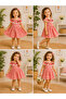 Girl's Gingham Patterned Summer Dress with Cherry Detail - 2
