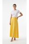 Women's High Waist Plain Yellow Lined Long Viscose Skirt - 3