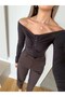 Button Detailed Bodysuit - Dark Brown - 2